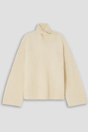Totême Oversized ribbed wool turtleneck sweater - White - L
