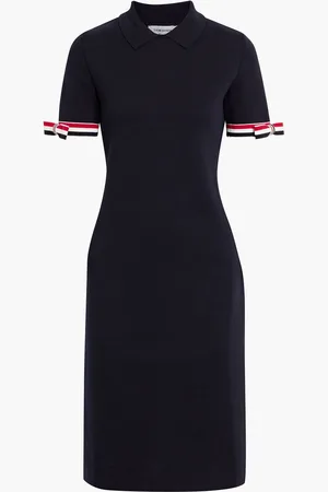 Thom Browne Bow-detailed cotton-blend dress - Blue - IT 38