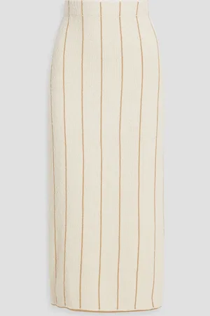 By Malene Birger Hercula striped ribbed-knit midi skirt - White - M