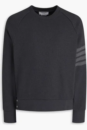 Thom Browne Striped waffle-knit cotton sweater - Gray - 00