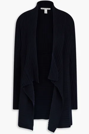 AUTUMN CASHMERE Asymmetric ribbed-knit cardigan - Blue - M
