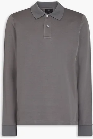 Dunhill Cotton and silk-blend piqué polo shirt - Gray - M