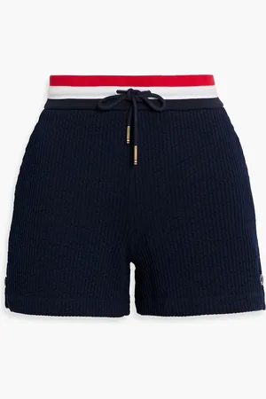Thom Browne Button-embellished cotton-seersucker shorts - Blue - IT 42
