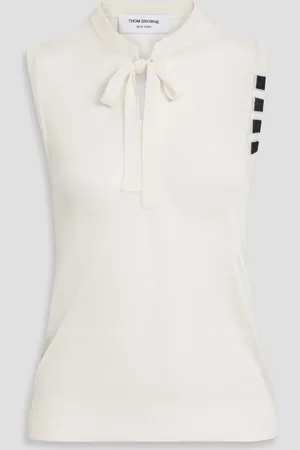 Thom Browne Tie-neck silk top - White - IT 36