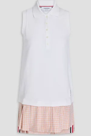Thom Browne Pleated printed cotton-piqué and jacquard mini dress - - IT 46