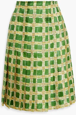 Marni Pleated printed silk-twill skirt - - IT 40