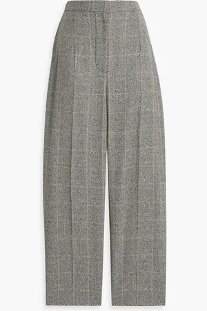 Alexander McQueen Cropped Prince of Wales checked wool-blend tweed straight-leg pants - - IT 44