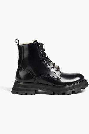 Alexander McQueen Wander glossed-leather combat boots - - EU 40