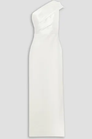 Solace Selia one-shoulder satin-twill and crepe maxi dress - White - UK 14