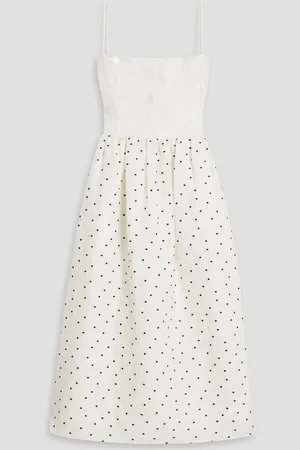 STINE GOYA Anny embroidered brocade and cloqué midi dress - White - S