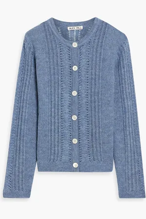 ALEX MILL Addison pointelle-knit cardigan - Blue - XL