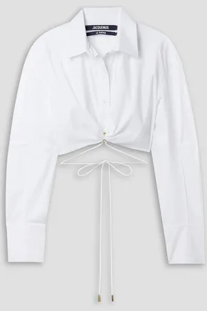 Jacquemus Plidao cropped embellished cotton-blend poplin shirt - - FR 38
