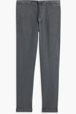 OFFICINE GENERALE Joseph tapered Lyocell, linen and cotton-blend twill drawstring pants - Gray - IT 54
