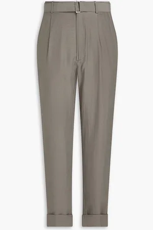 OFFICINE GENERALE Hugo tapered belted Lyocell pants - Gray - IT 46