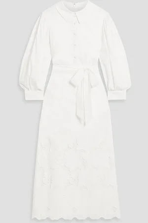 MIKAEL AGHAL Cotton-blend guipure lace midi shirt dress - - US 14