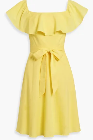MIKAEL AGHAL Ruffled cotton and linen-blend mini dress - - US 8