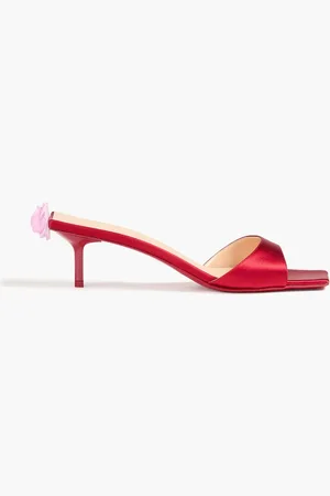 MAGDA BUTRYM Floral-appliquéd satin mules - Red - EU 37