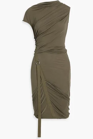 Helmut Lang Ruched Lyocell-blend jersey dress - Green - S