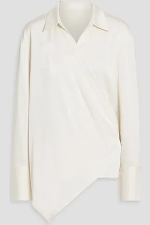 Helmut Lang Draped stain-crepe wrap blouse - White - S