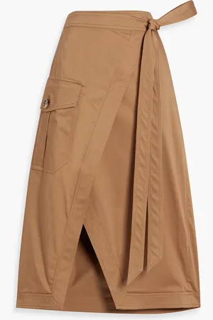 VERONICA BEARD Madeline wrap-effect cotton-blend midi skirt - Brown - US 4