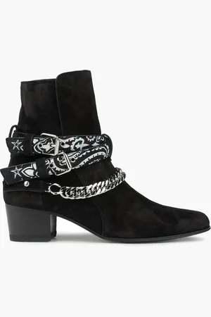 AMIRI Chain-embellished buckled suede ankle boots - - EU 36