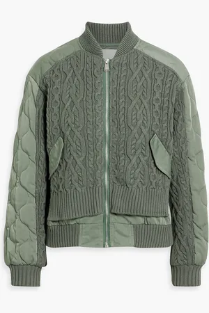 Simkhai Rollins quilted shell and cable knit bomber jacket - Green - L