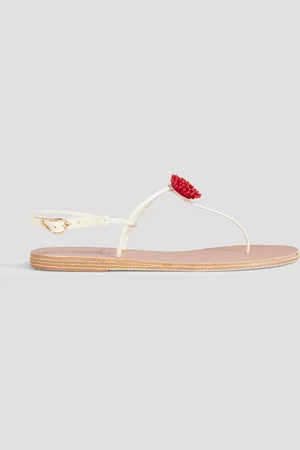 Ancient Greek Sandals Dimitra Coral embellished leather sandals - - EU 39