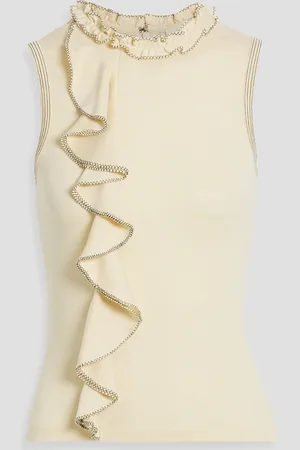 ULLA JOHNSON Brea ruffled wool top - Yellow - M