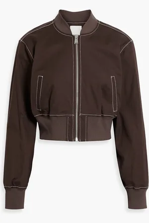 Simkhai Lorenzo cropped cotton-blend bomber jacket - Brown - L