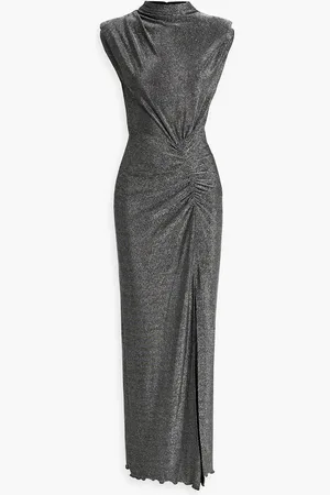 Diane von Furstenberg Apollo ruched metallic stretch-knit maxi dress - Metallic - XXS