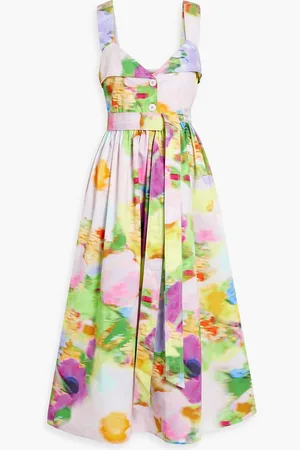 STINE GOYA Stina printed cotton-twill midi dress - - M