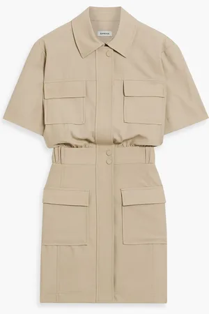 Simkhai Crissy wool-blend twill mini shirt dress - Neutral - US 4