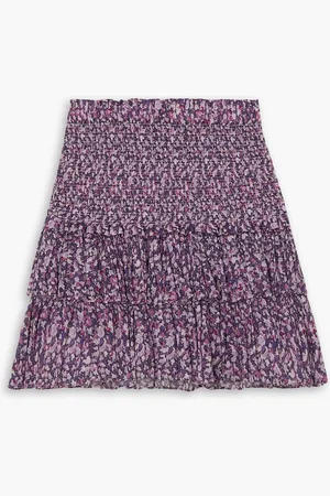 Marant Etoile Naomi ruffled floral-print cotton mini skirt - Purple - FR 36
