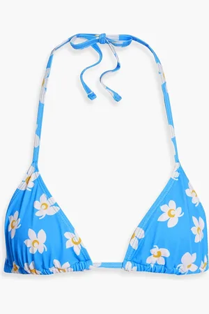 Harley Viera-Newton Floral-print triangle bikini top - Blue - XXL