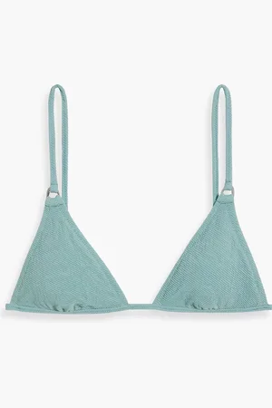 Solid The Ilona stretch-seersucker triangle bikini top - Blue - S
