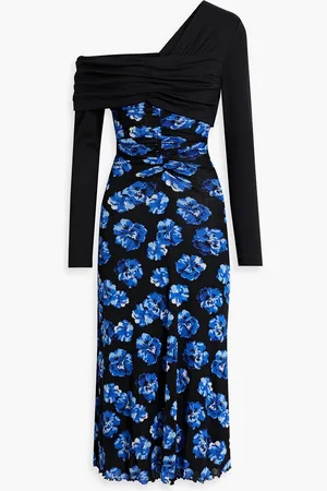 Diane von Furstenberg One-shoulder floral-print stretch mesh midi dress - - M