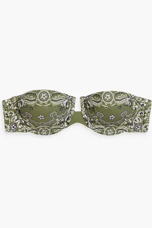 ZIMMERMANN Paisley-print underwired bandeau bikini top - Green - 3 C