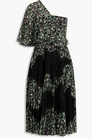 MIKAEL AGHAL One-shoulder floral-print fil coupé and lace midi dress - - US 4