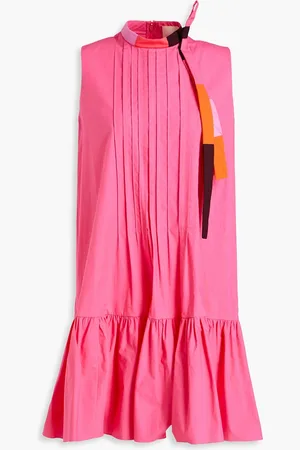 Roksanda Pintucked cotton-poplin mini dress - - UK 8
