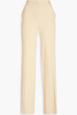 Alberta Ferretti Satin-trimmed cady straight-leg pants - Neutral - IT 40