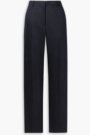 NILI LOTAN Anatole pinstriped herringbone wool-blend straight-leg pants - Blue - US 10