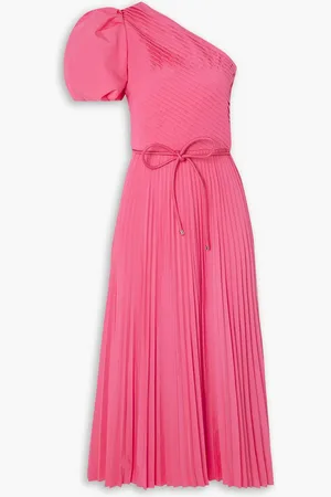 Rebecca Vallance Rosa one-shoulder pleated poplin midi dress - Pink - UK 6
