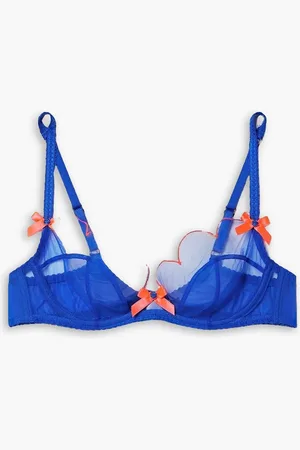 Agent Provocateur Lorna bow-embellished tulle underwired bra - Blue - 32 DD