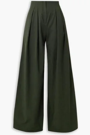 Cortana Camille pleated twill wide-leg pants - Green - FR 44