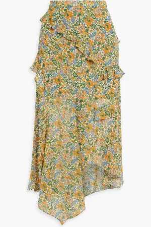 VERONICA BEARD Eleonora asymmetric floral-print silk crepe de chine midi skirt - - US 8
