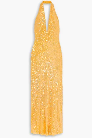 Markarian Valerie sequined crepe halterneck midi dress - Yellow - US 6