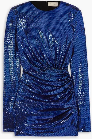 ALEXANDRE VAUTHIER Ruched sequined stretch-satin mini dress - Blue - FR 36