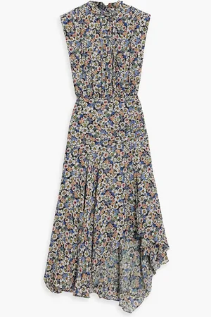 VERONICA BEARD Anuli asymmetric floral-print silk-chiffon dress - - US 2