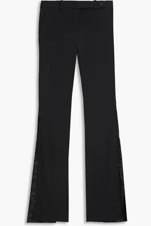 VERSACE Silk jacquard-paneled grain de poudre wool-blend flared pants - - IT 46
