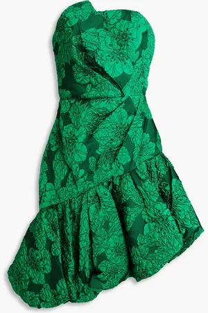 Marchesa Notte Strapless draped cloqué mini dress - Green - US 8